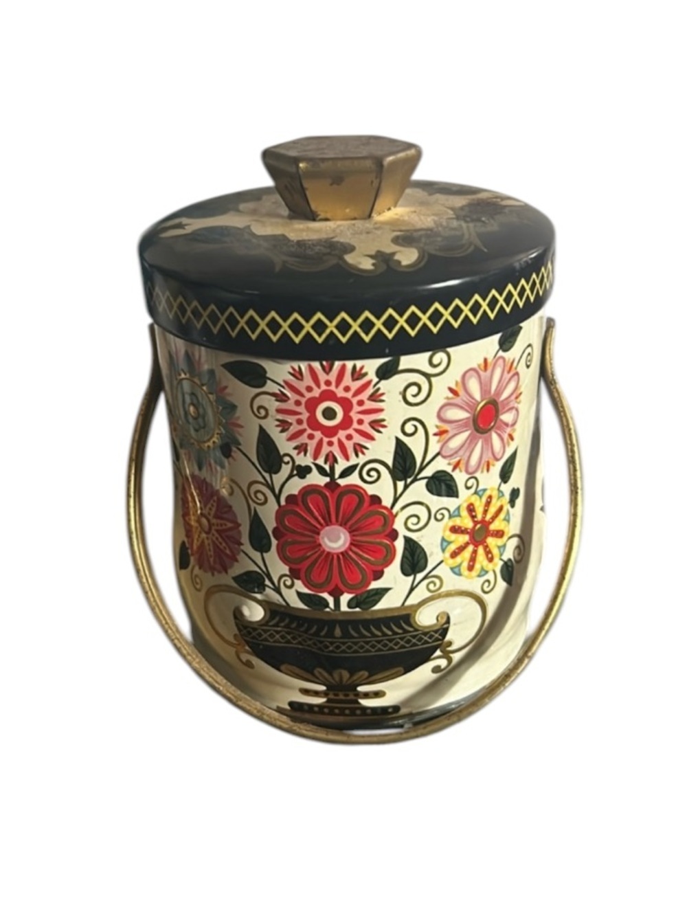 Vintage English Flower Tin Pail